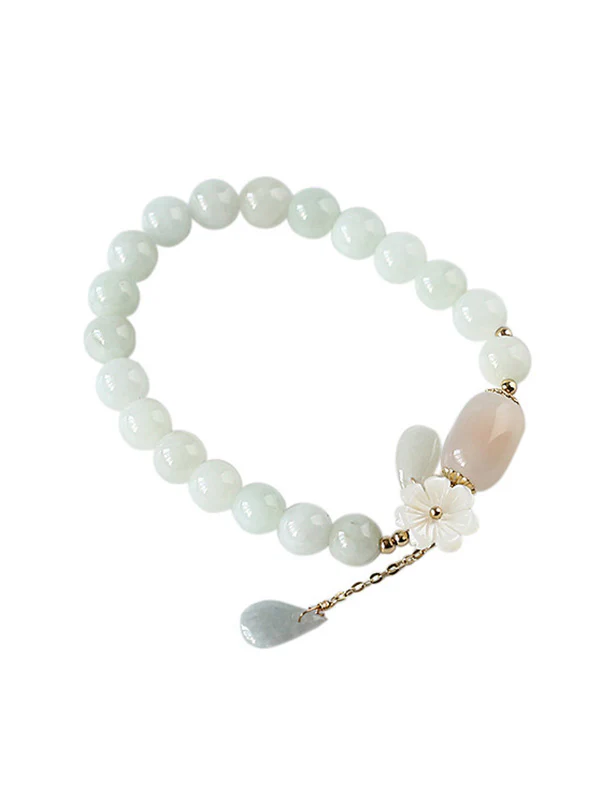 National Jade Beads&Flower Handmade Bracelet - Image 9