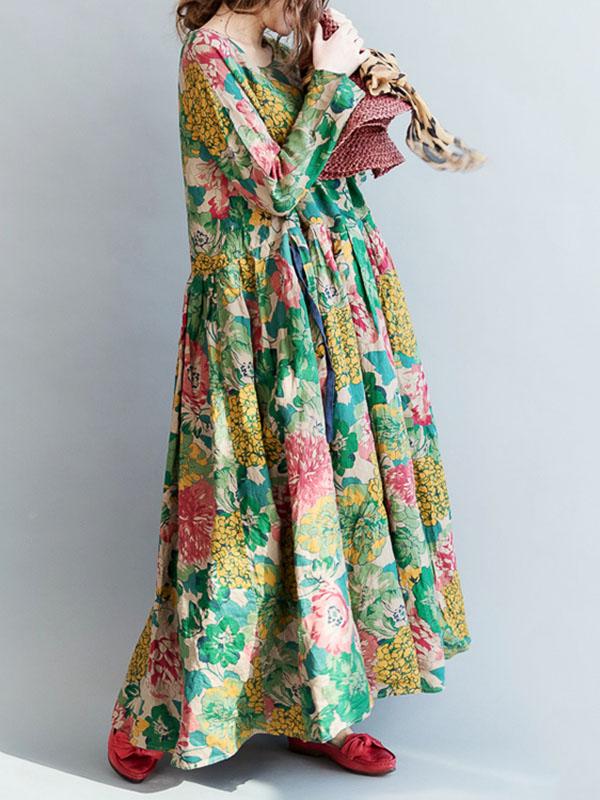 National Style Flower Printed Long Dress - Image 11