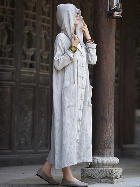 National Style Mistarious Linen Cape Coat - Image 2