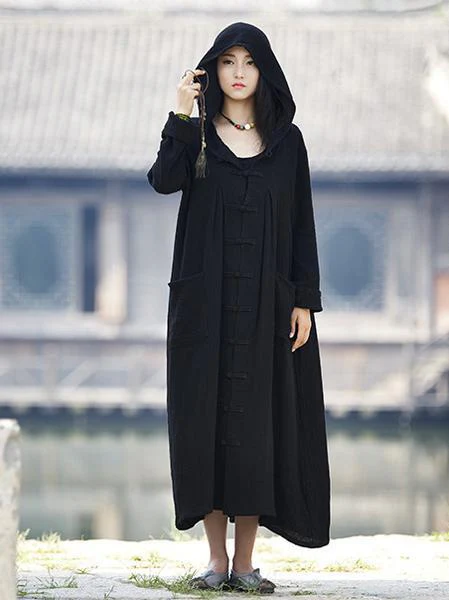 National Style Mistarious Linen Cape Coat - Image 3