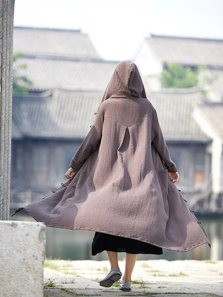 National Style Mistarious Linen Cape Coat - Image 4