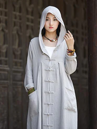 National Style Mistarious Linen Cape Coat - Image 5