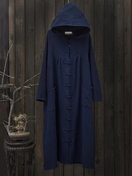 National Style Mistarious Linen Cape Coat - Image 9