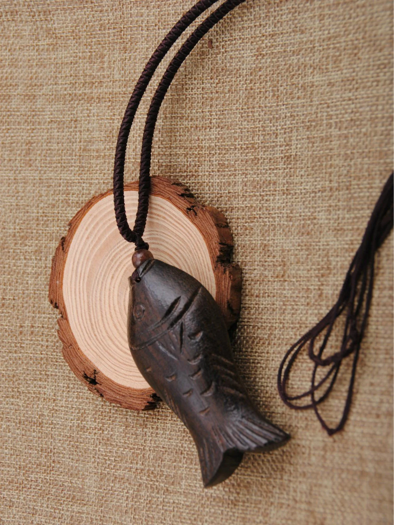 Natural National Wood Fish Necklace - Image 2