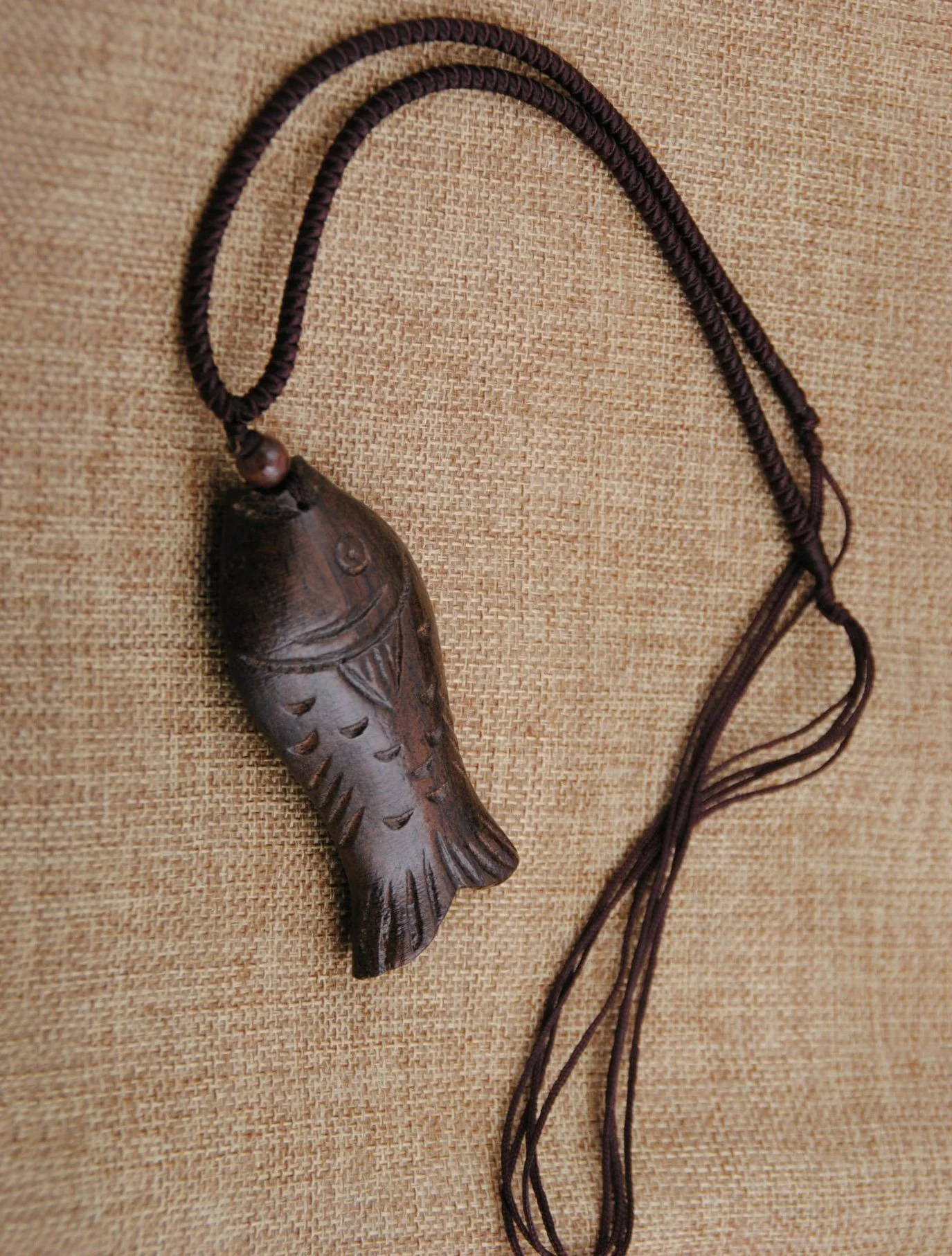 Natural National Wood Fish Necklace - Image 3