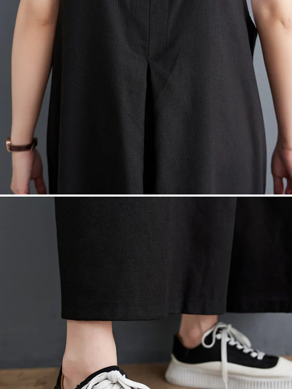 Ninth Pants Wide Leg Buttoned Solid Color Spaghetti-Neck Overalls - Image 17