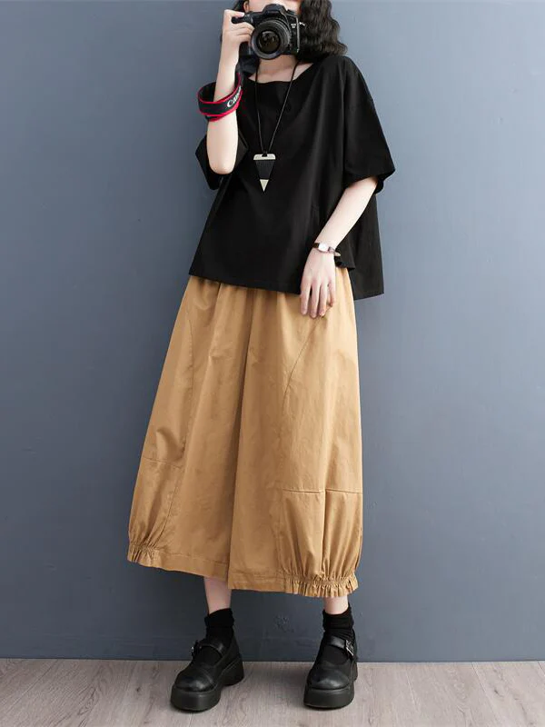 Ninth Pants Wide Leg Solid Color Split-Joint Casual Pants Bottoms - Image 15