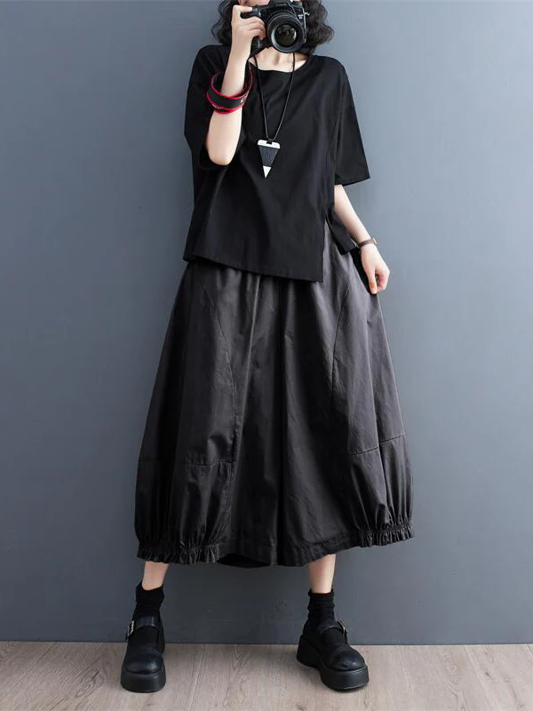 Ninth Pants Wide Leg Solid Color Split-Joint Casual Pants Bottoms - Image 4