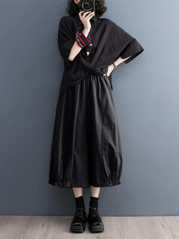 Ninth Pants Wide Leg Solid Color Split-Joint Casual Pants Bottoms - Image 5