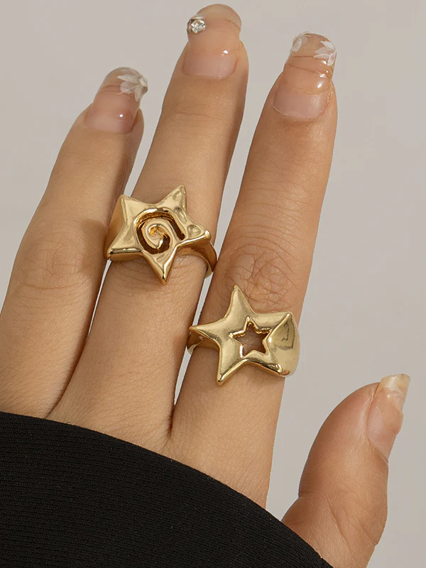 Normcore Adjustable Hollow Star Shape Rings Accessories - Image 3