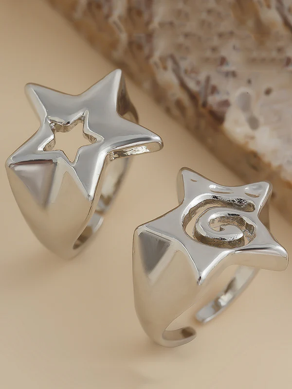 Normcore Adjustable Hollow Star Shape Rings Accessories - Image 5