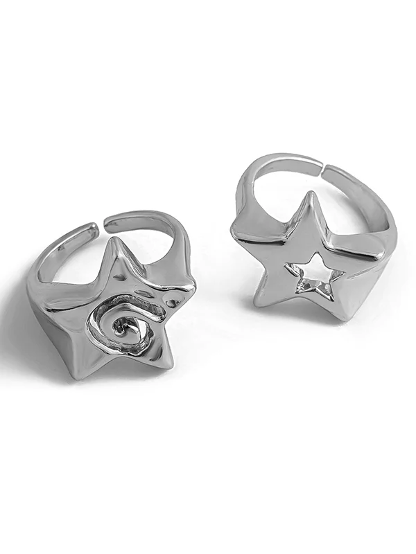 Normcore Adjustable Hollow Star Shape Rings Accessories - Image 8