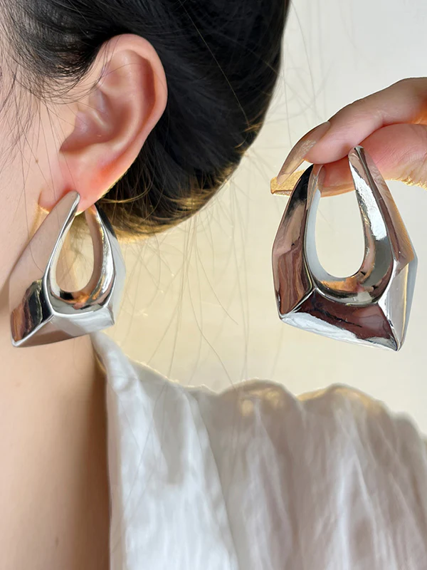 Normcore Geometric Hollow Drop Earrings - Image 2
