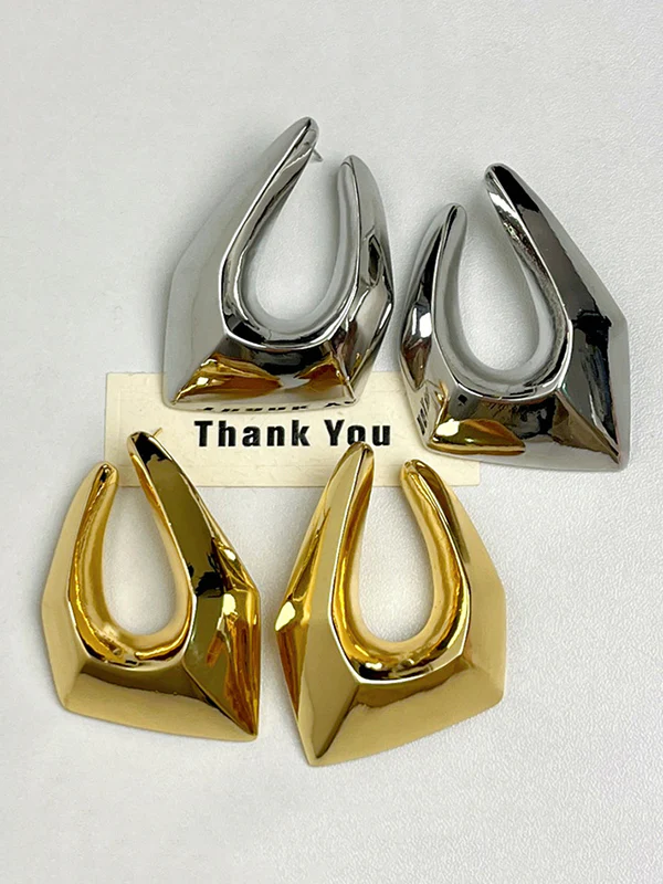 Normcore Geometric Hollow Drop Earrings - Image 3