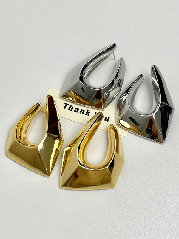 Normcore Geometric Hollow Drop Earrings - Image 4