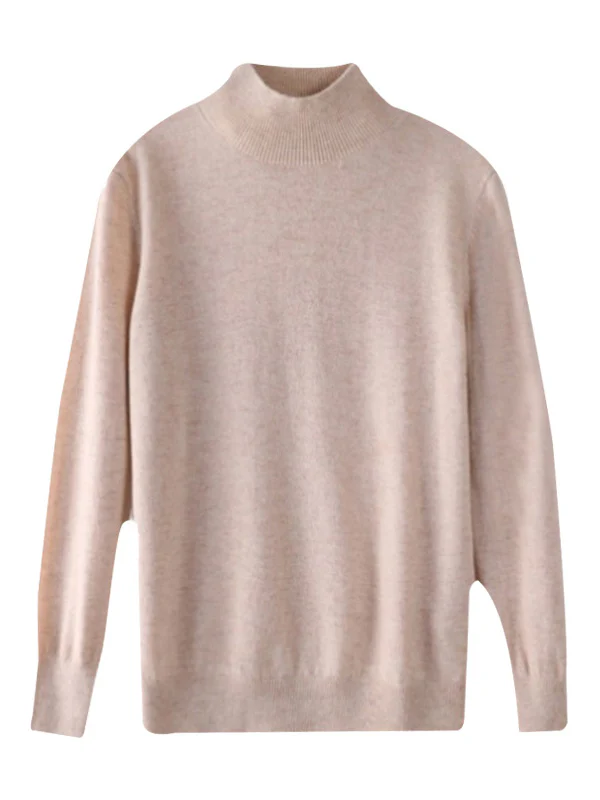 Office Long Sleeves Solid Color High-Neck Sweater Tops Pullovers - Image 37
