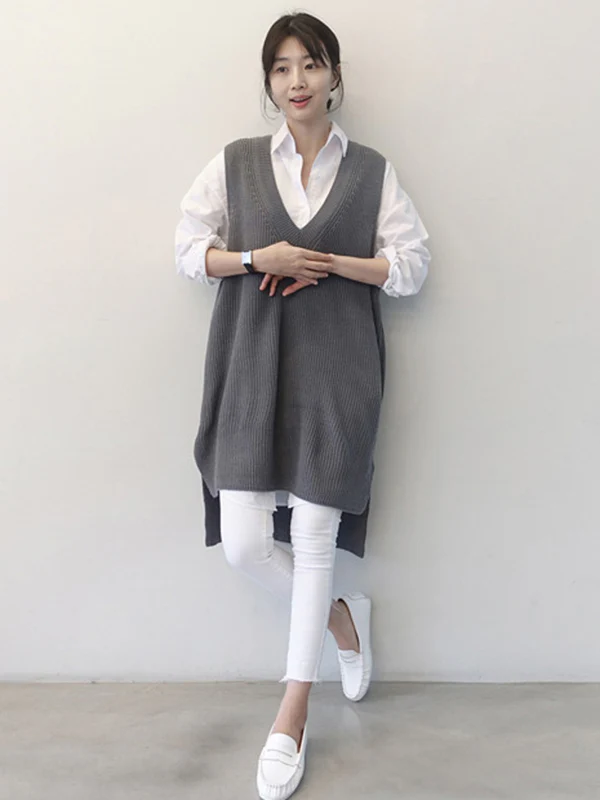 Office Long Sleeves Solid Color Lapel Blouses Shirt Dress - Image 7
