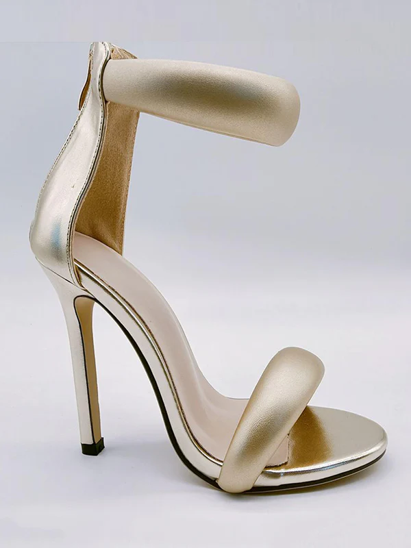 Open Toe Shiny Zipper Pumps Sandals - Image 7