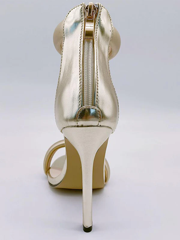 Open Toe Shiny Zipper Pumps Sandals - Image 8