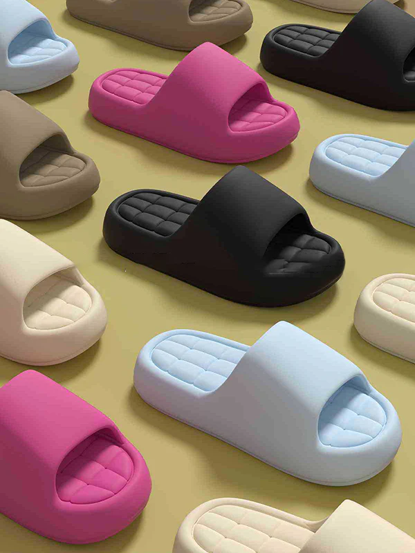 Open Toe Solid Color Platform Shoes Slippers - Image 2