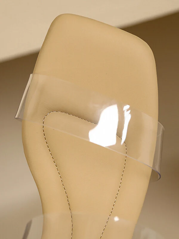 Open Toe Split-Joint Square-Toe Transparent Pumps Sandals Slippers - Image 22