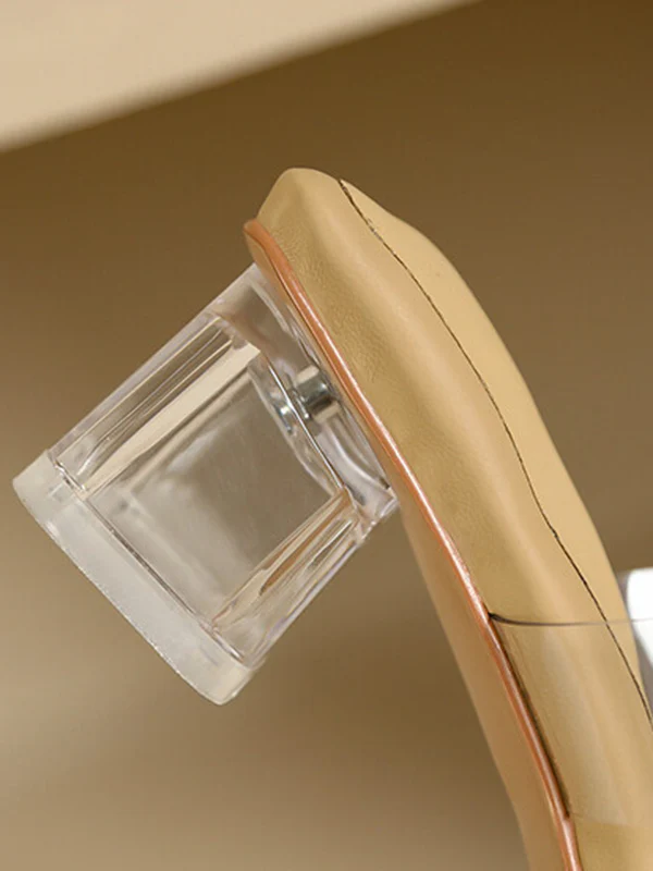 Open Toe Split-Joint Square-Toe Transparent Pumps Sandals Slippers - Image 24