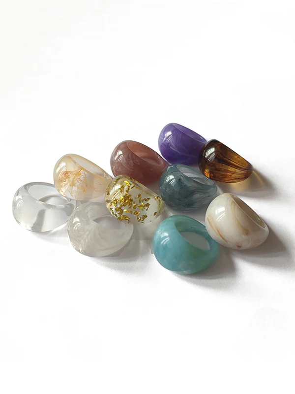 Original 9 Colors Geometric Resin Ring - Image 11
