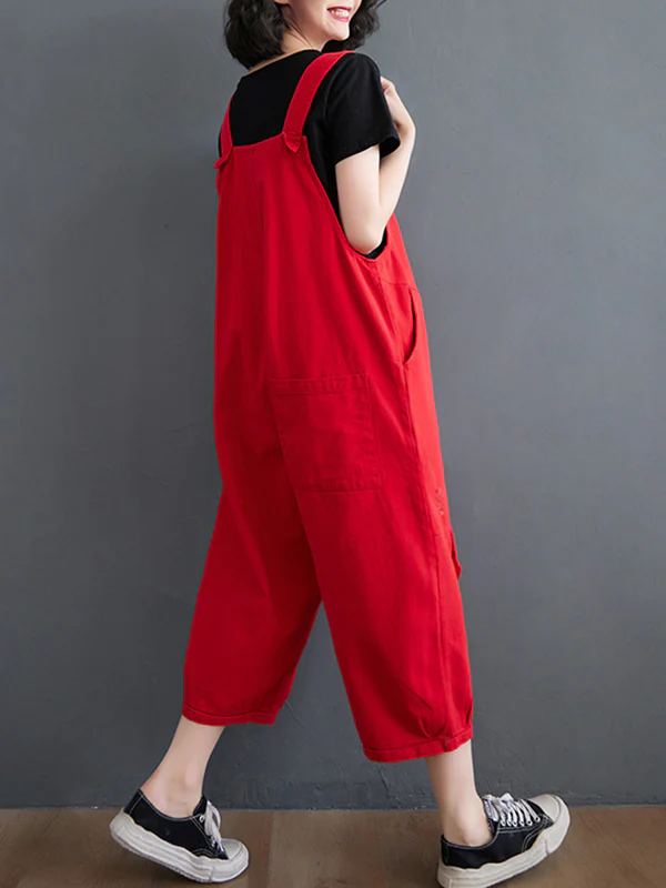 Original Cartoon Printed Puff Denim Overalls - Image 11