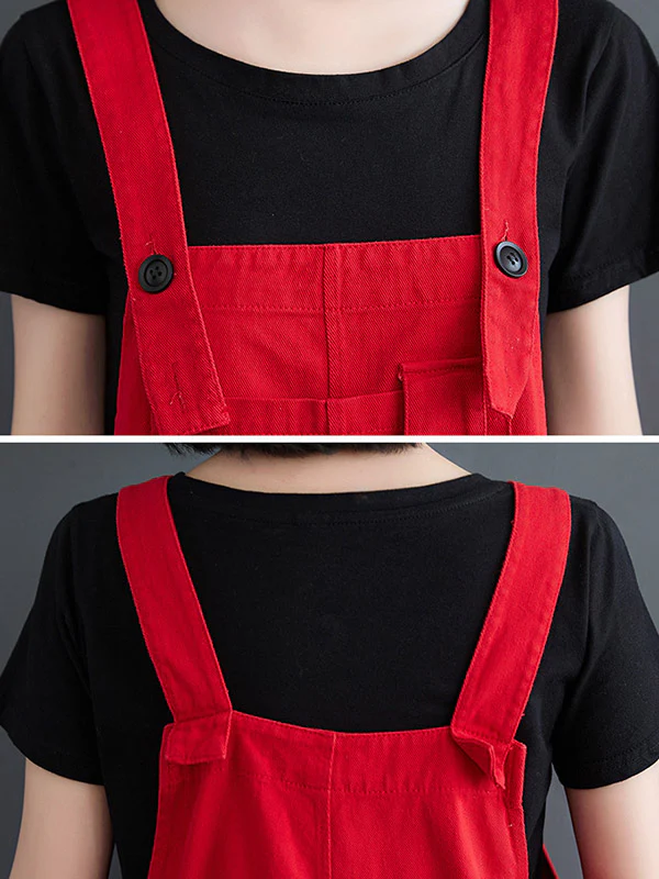Original Cartoon Printed Puff Denim Overalls - Image 13
