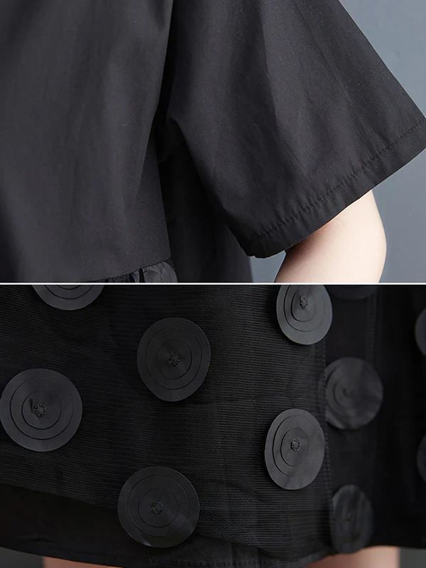 Original Casual Loose Polka-Dot Split-Joint Midi Shirt Dress - Image 9