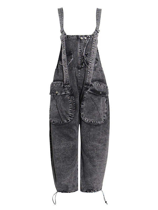 Original Cool Denim Split-Joint Square-Neck Overalls - Image 10
