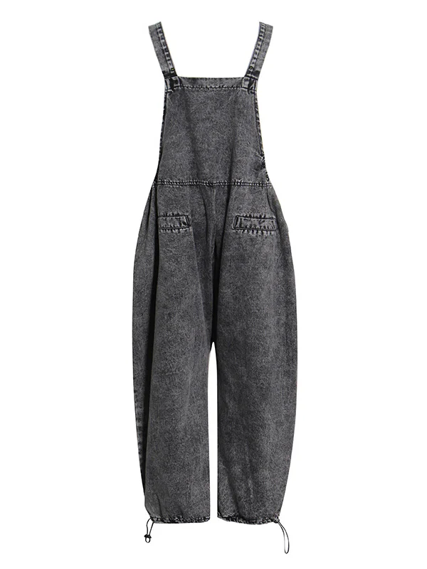 Original Cool Denim Split-Joint Square-Neck Overalls - Image 11