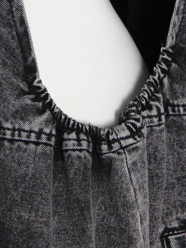 Original Cool Denim Split-Joint Square-Neck Overalls - Image 7