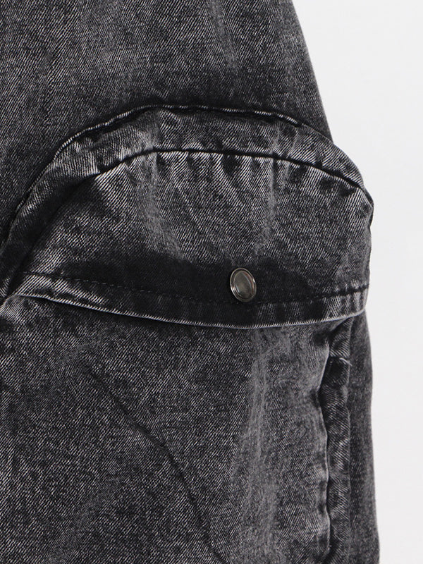 Original Cool Denim Split-Joint Square-Neck Overalls - Image 8