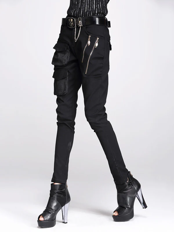 Original Cool Split-Joint With Pockets Zipper Casual Pants Bottoms - Image 2