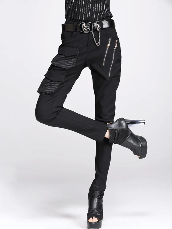 Original Cool Split-Joint With Pockets Zipper Casual Pants Bottoms - Image 3