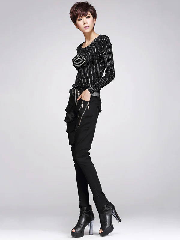 Original Cool Split-Joint With Pockets Zipper Casual Pants Bottoms - Image 8