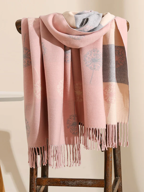 Original Creation Contrast Color Tasseled Shawl&Scarf - Image 3