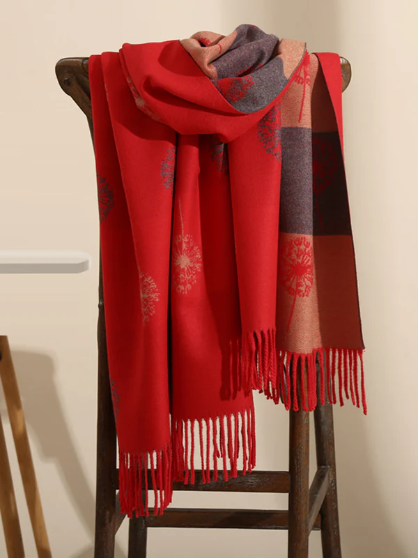 Original Creation Contrast Color Tasseled Shawl&Scarf - Image 4