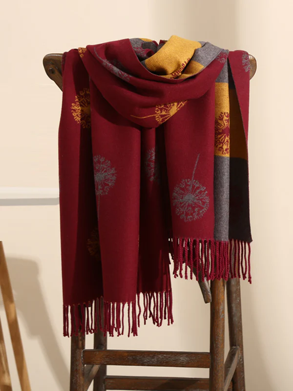 Original Creation Contrast Color Tasseled Shawl&Scarf - Image 8