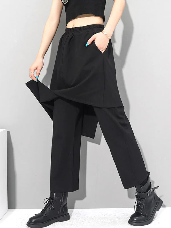 Original Creation Irregularity False Two Solid Color Casual Pants Bottoms - Image 3