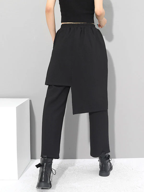 Original Creation Irregularity False Two Solid Color Casual Pants Bottoms - Image 5