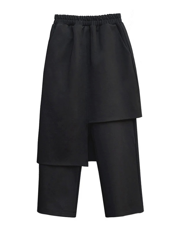 Original Creation Irregularity False Two Solid Color Casual Pants Bottoms - Image 9