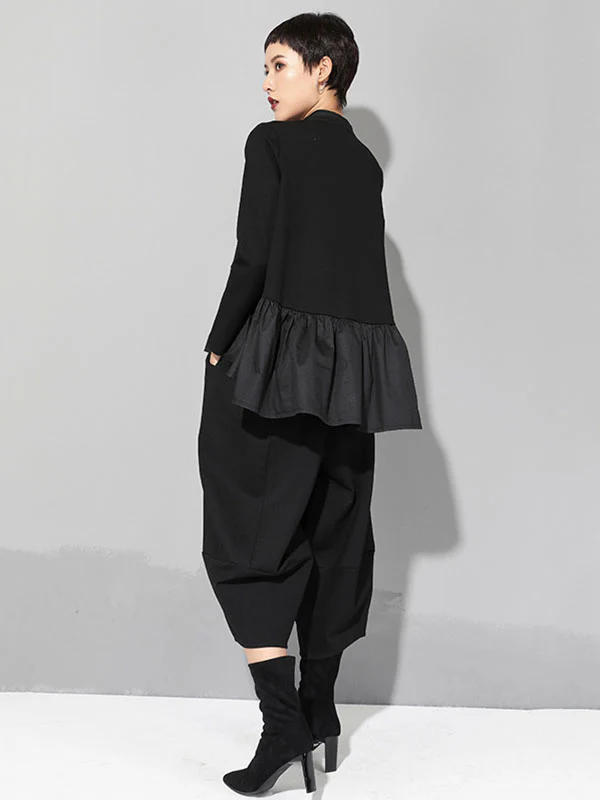 Original Creation Long Sleeves Loose Falbala Split-Joint Stand Collar T-Shirts Tops - Image 10