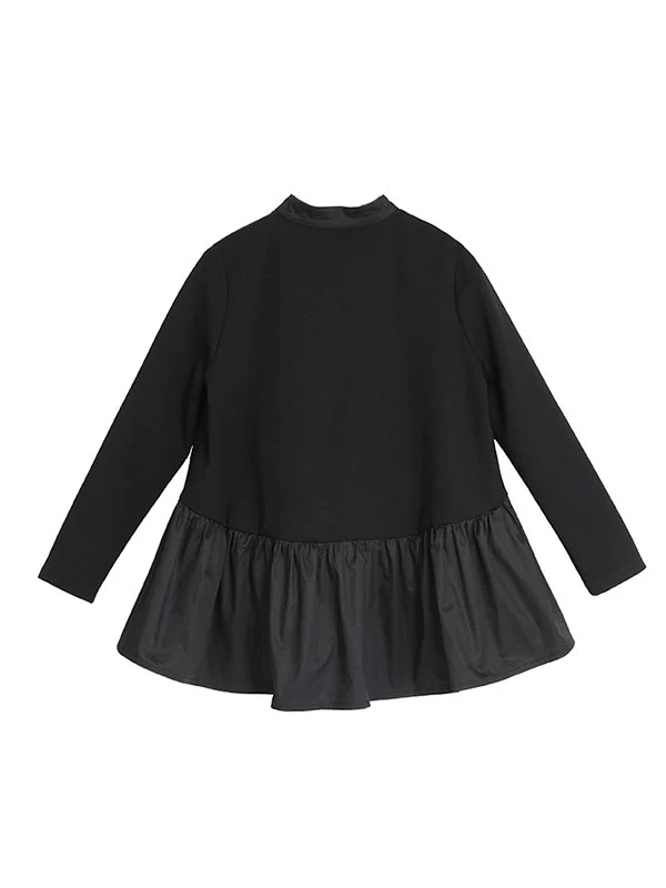 Original Creation Long Sleeves Loose Falbala Split-Joint Stand Collar T-Shirts Tops - Image 12