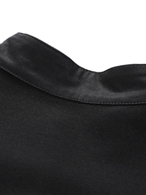 Original Creation Long Sleeves Loose Falbala Split-Joint Stand Collar T-Shirts Tops - Image 14