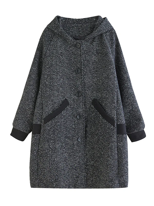 Original Creation Long Sleeves Loose Keep Warm Hooded Outerwear - Image 12
