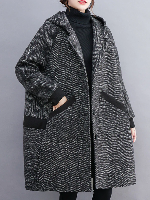 Original Creation Long Sleeves Loose Keep Warm Hooded Outerwear - Image 2