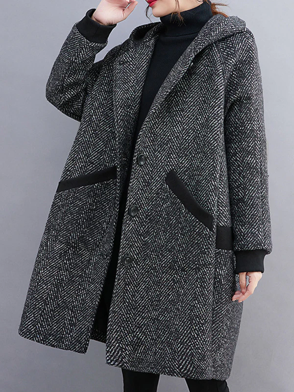 Original Creation Long Sleeves Loose Keep Warm Hooded Outerwear - Image 3
