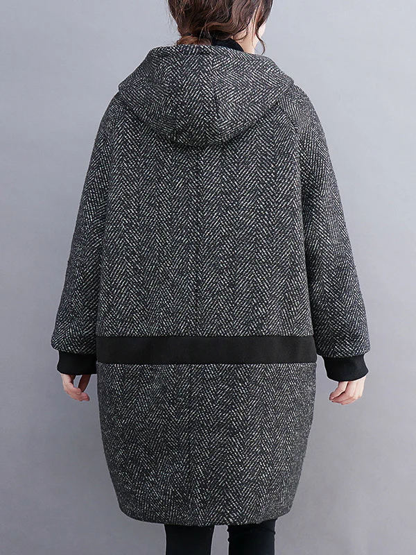Original Creation Long Sleeves Loose Keep Warm Hooded Outerwear - Image 5